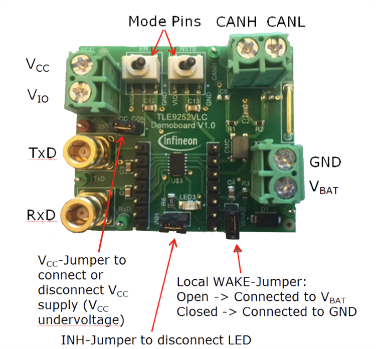 Technische Zeichnung - Infineon Technologies TLE9252V Demonstrationsboard